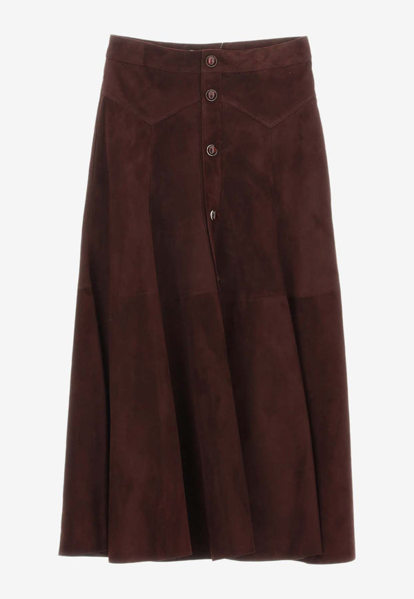 Chloé Suede Midi Skirt Brown CHC23ACJ02_200_27L