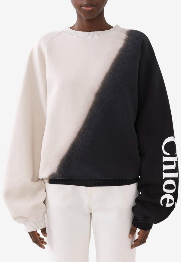 Chloé Logo Dip-Dyed Sweater CHC23AJH11191905 BLACK - WHITE 1