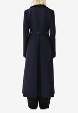 Chloé Double-Breasted Long Wool Coat CHC23AMA010754D2 ANTHRACITE BLUE