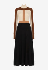 Chloé Flared Maxi Dress in Wool CHC23AMR055852ZA MULTICOLOR BROWN 1
