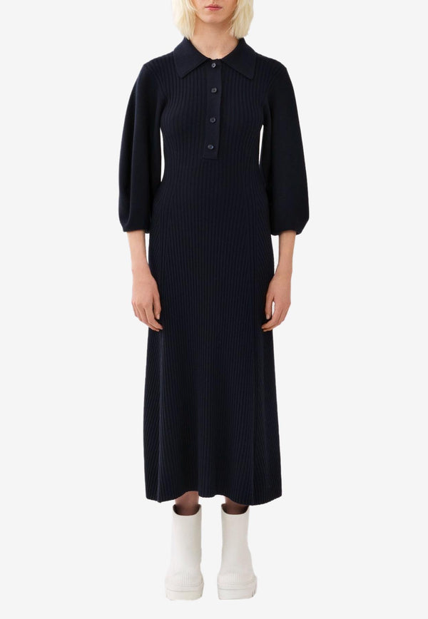 Chloé Polo Midi Dress in Wool CHC23AMR1366448A ICONIC NAVY