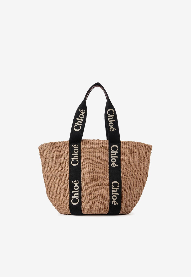 Chloé Large Woody Basket Bag CHC23AS380L18915 BLACK - BEIGE 1