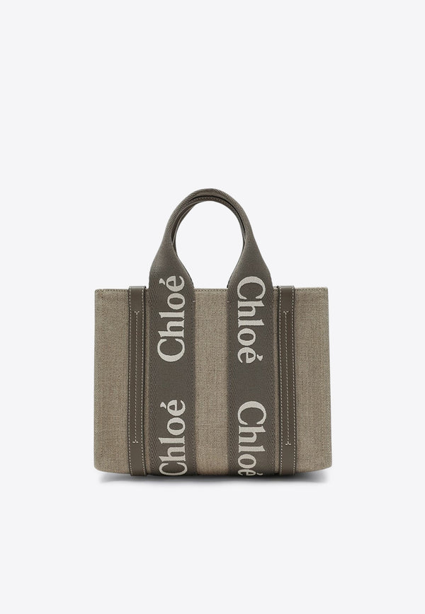Chloé Woody Canvas Tote Bag Gray CHC23AS397L17/R_CHLOE-036
