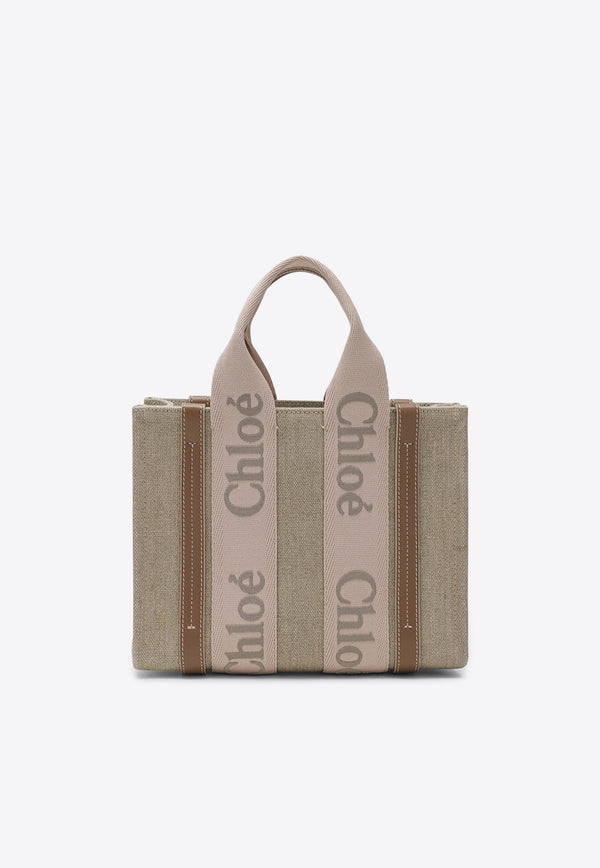Chloé Small Woody Linen Tote Bag Beige CHC23AS397L17/R_CHLOE-26Y