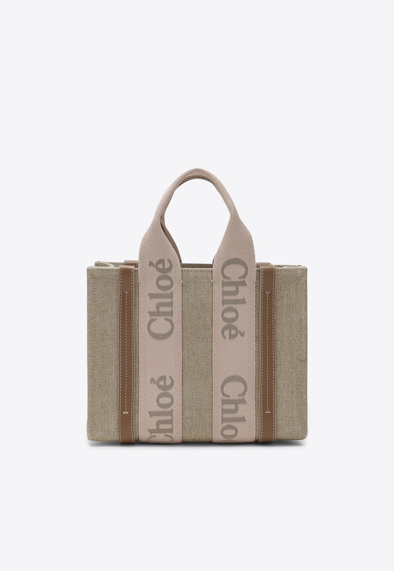 Chloé Small Woody Linen Tote Bag Beige CHC23AS397L17/R_CHLOE-26Y