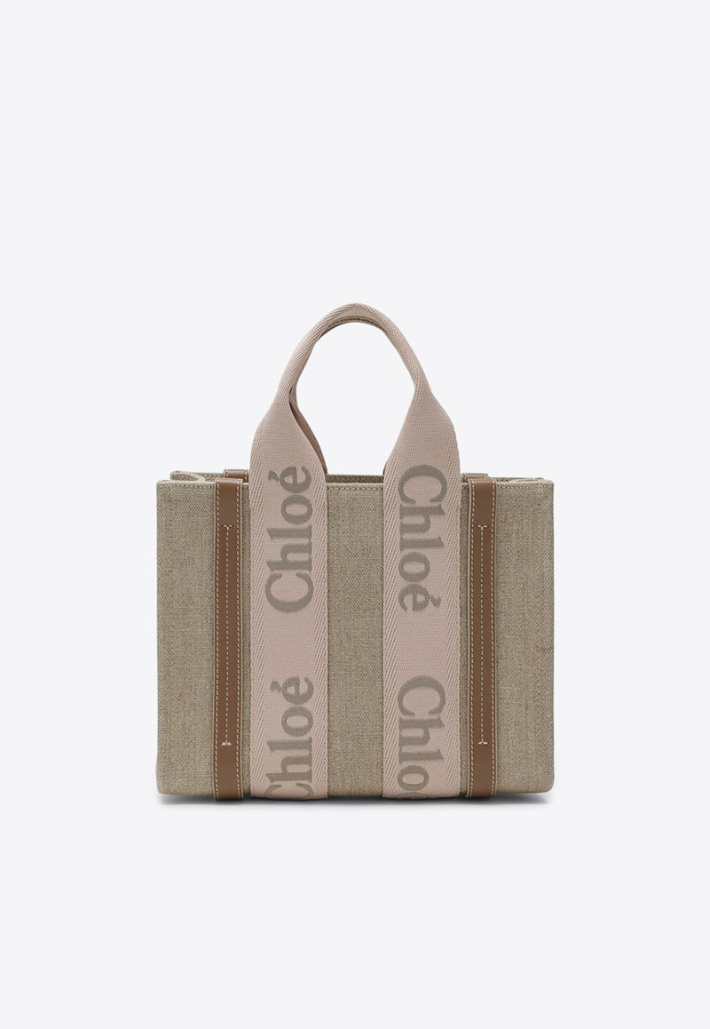 Chloé Small Woody Linen Tote Bag Beige CHC23AS397L17/R_CHLOE-26Y