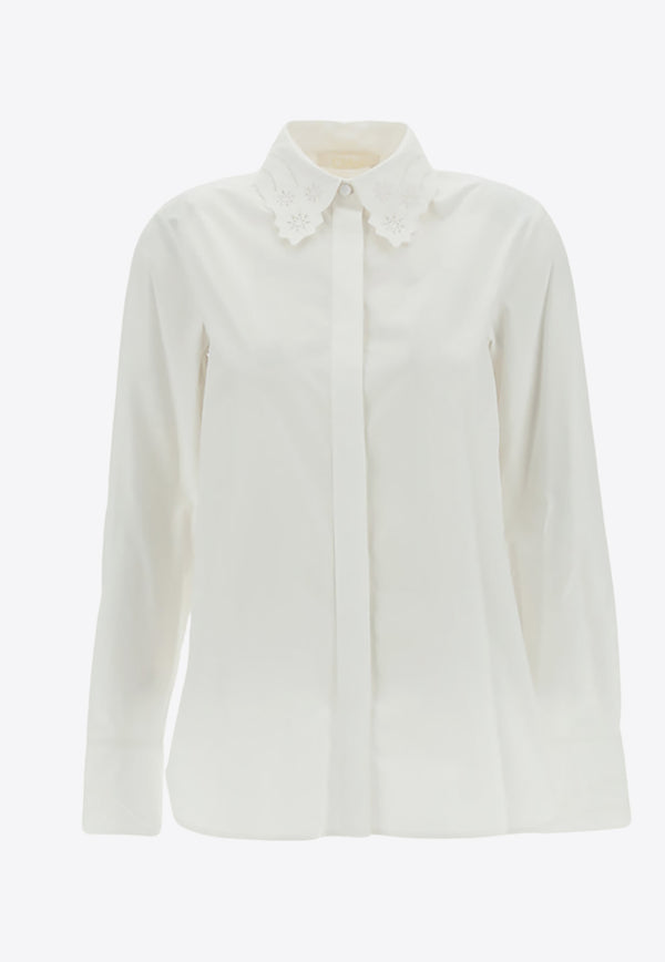 Chloé Long-Sleeved Poplin Shirt CHC23SHT29_481_101 White