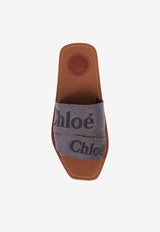 Chloé Woody Logo Flat Slides CHC23U188EF066 ELEPHANT GREY