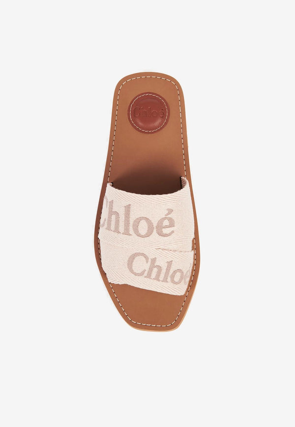 Chloé Logo Woody Flat Mules CHC23U188EF26Y BLUSHY BEIGE Beige
