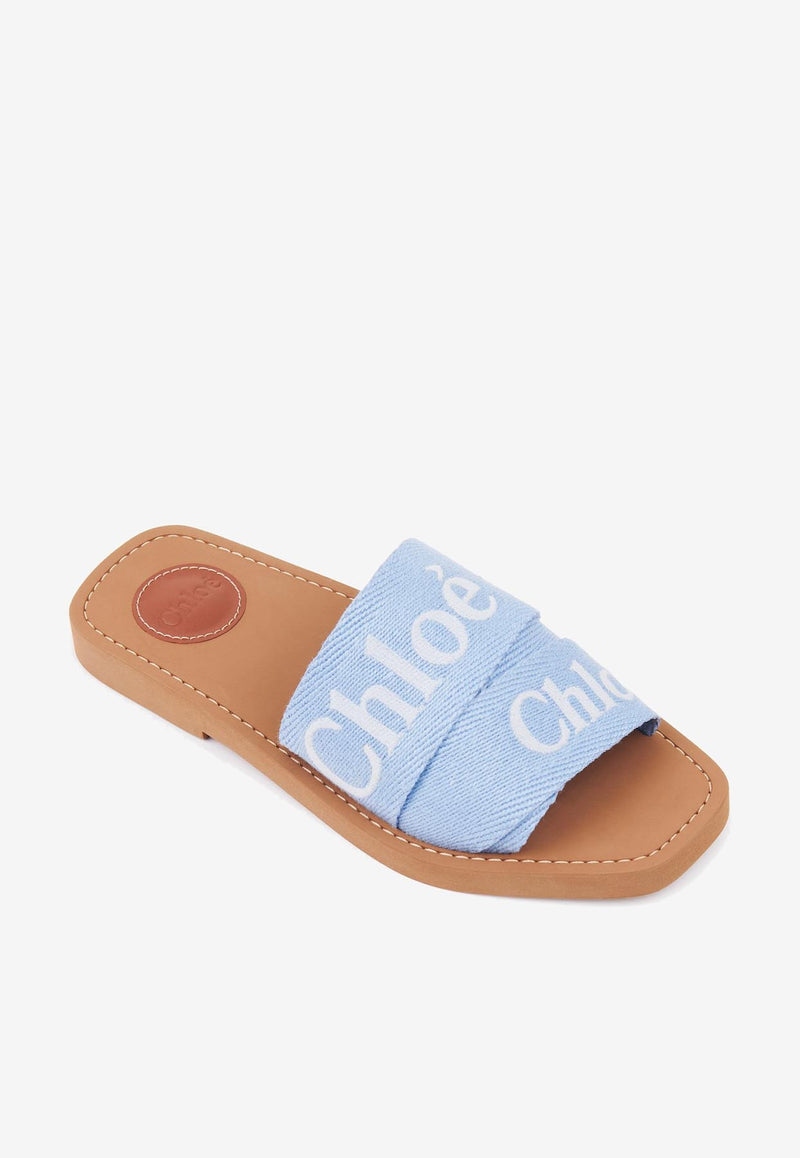 Chloé Woody Linen-Blend Flat Mules CHC23U188EF41W
