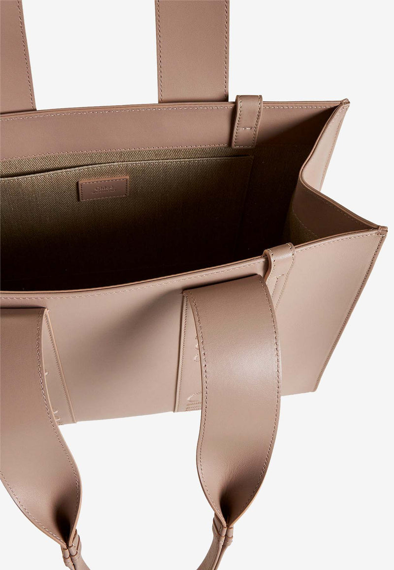 Chloé Medium Woody Tote Bag in Calf Leather CHC23US383I6028U NOMAD BEIGE