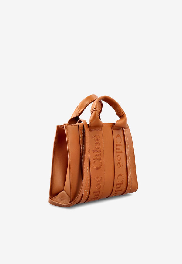 Chloé Small Woody Tote Bag in Calf Leather CHC23US397I60247 CARAMEL Brown