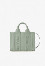 Chloé Small Woody Tote Bag in Calf Leather CHC23US397I6038U BAY GREEN Green