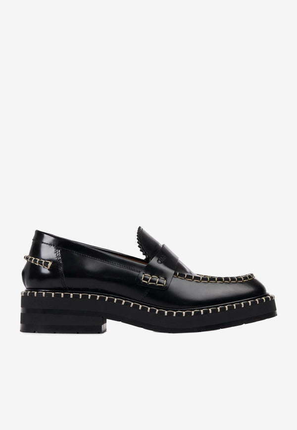 Chloé Noua Leather Loafers CHC23W715GC001 BLACK