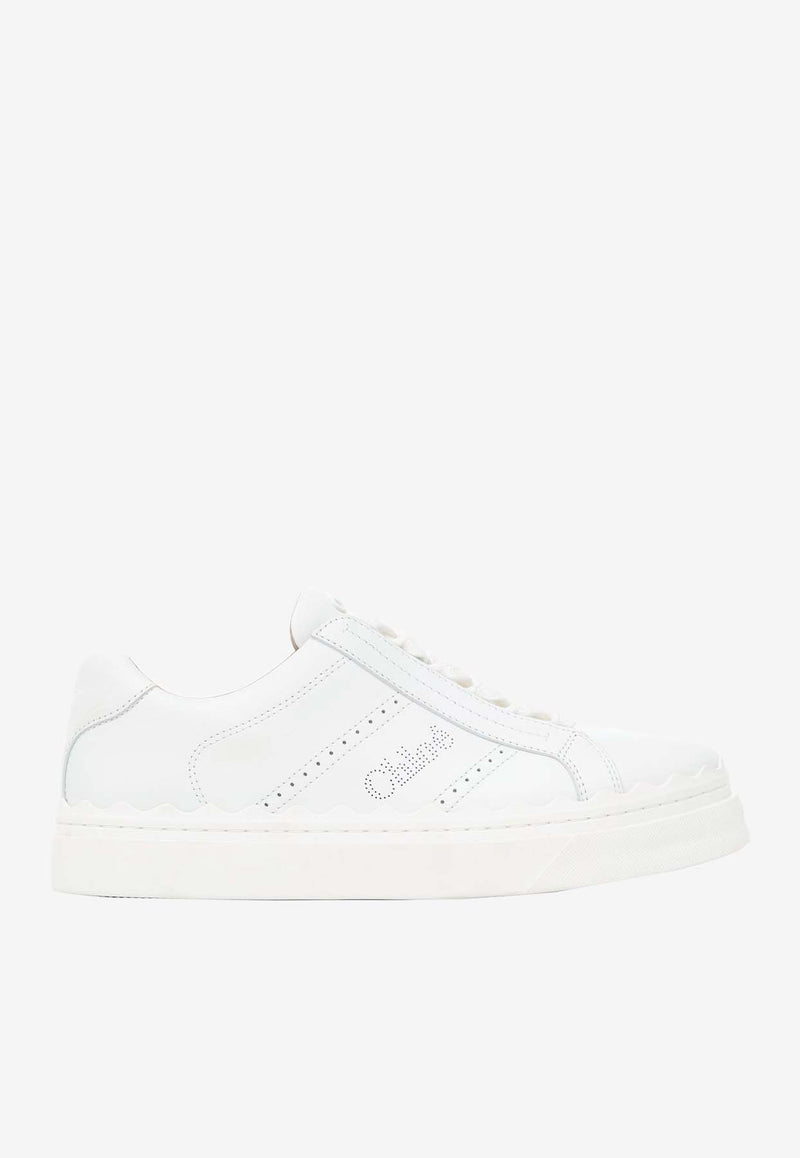 Chloé Lauren Leather Low-Top Sneakers White CHC23W953GQWHITE