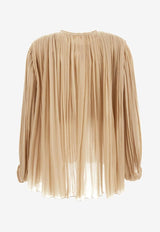 Chloé Pleated Wool Top CHC23WHT0806120L BARLEY BROWN