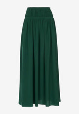 Chloé Flared Maxi Skirt in Silk CHC23WJU230043M8 DARK PINE