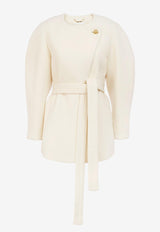 Chloé Short Wrap Wool Coat CHC23WMA14072112 EDEN WHITE