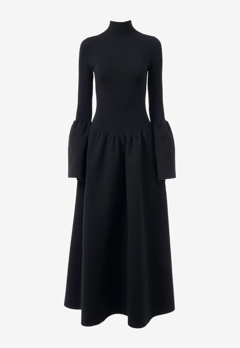 Chloé Mock-Neck Knitted Maxi Dress CHC23WMR05662001 BLACK