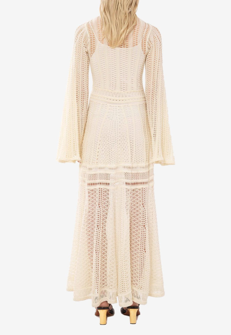 Chloé Lace Knit Maxi Dress CHC23WMR06530107 ICONIC MILK