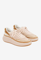 Chloé Nama Leather Stitched Sneakers Pink CHC24A00RMS 6I5