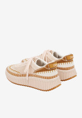 Chloé Nama Leather Stitched Sneakers Pink CHC24A00RMS 6I5