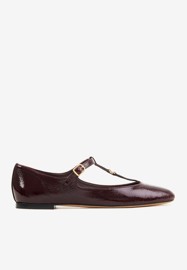 Chloé Marcie Mary-Jane Ballet Flats in Patent Leather Plum CHC24A02NNG620 Plum Purple