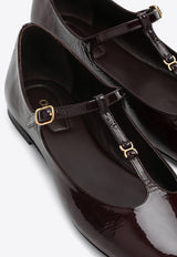 Chloé Marcie Patent Leather Mary-Jane Ballet Flats Plum CHC24A02NNG/P_CHLOE-620