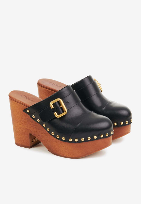 Chloé Jeannette 110 Platform Clogs Black CHC24A02TLT001 Black