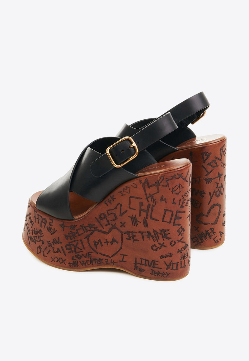 Chloé Maxime 130 Wedge Sandals Black CHC24A02YLU001 Black