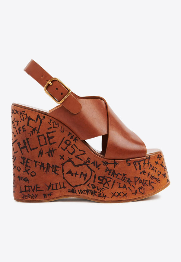Chloé Maxime 130 Wedge Sandals Brown CHC24A02YLU27T Ginger Brown