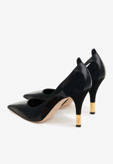 Chloé Saada 95 Leather and Suede Pumps Black CHC24A03VMJ001 Black