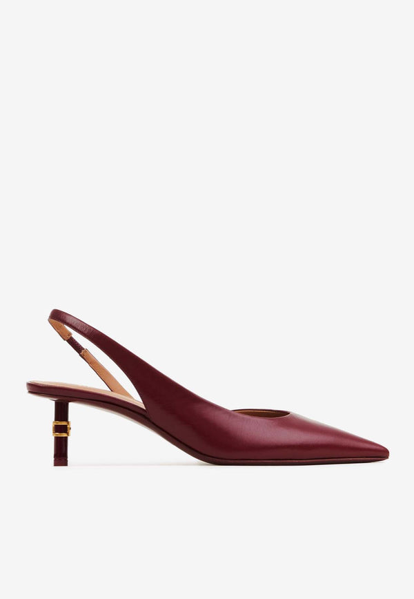 Chloé Marcie 50 Leather Slingback Pumps Bordeaux CHC24A04JMY620 Plum Purple