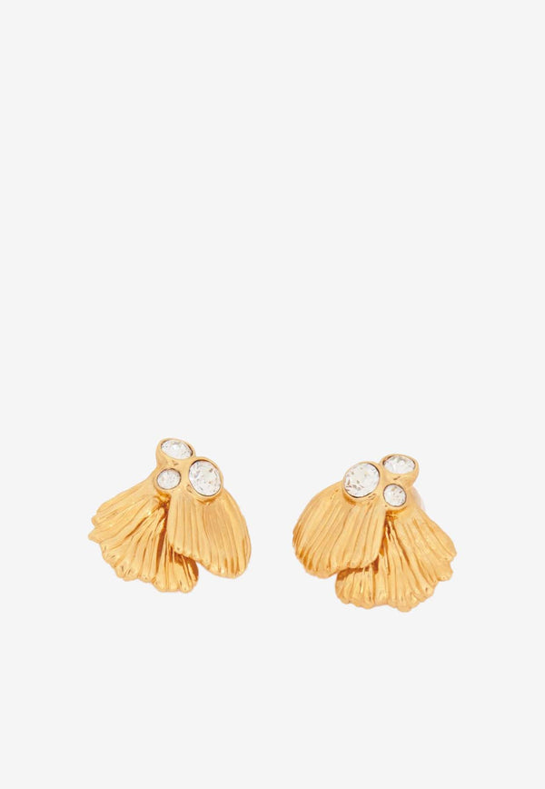 Chloé Crystal-Embellished Flower Earrings CHC24AFE92CH59DCTU Vintage Gold