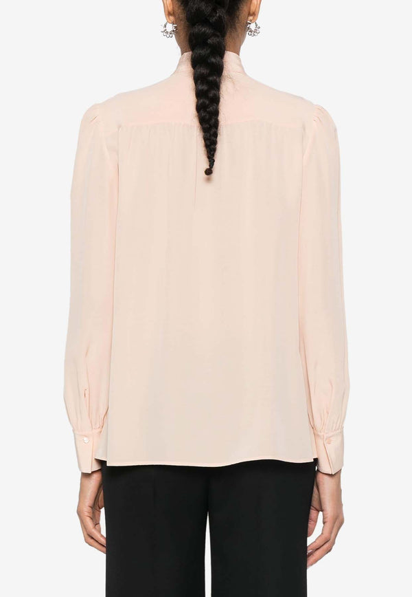 Chloé Long-Sleeved Silk Blouse CHC24AHT020046H6 Delicate Pink