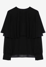 Chloé Ruffled Silk Blouse Black CHC24AHT03002/P_CHLOE-001