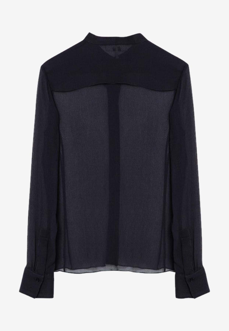 Chloé Semi Sheer Long-Sleeved Blouse Blue CHC24AHT11006/P_CHLOE-48Q