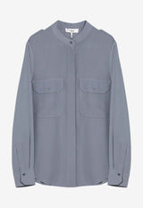 Chloé Silk Buttoned Blouse Blue CHC24AHT68004/P_CHLOE-466