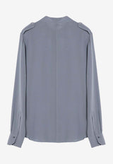 Chloé Silk Buttoned Blouse Blue CHC24AHT68004/P_CHLOE-466