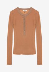 Chloé Ribbed Silk Top Apricot CHC24AMP22665/P_CHLOE-892