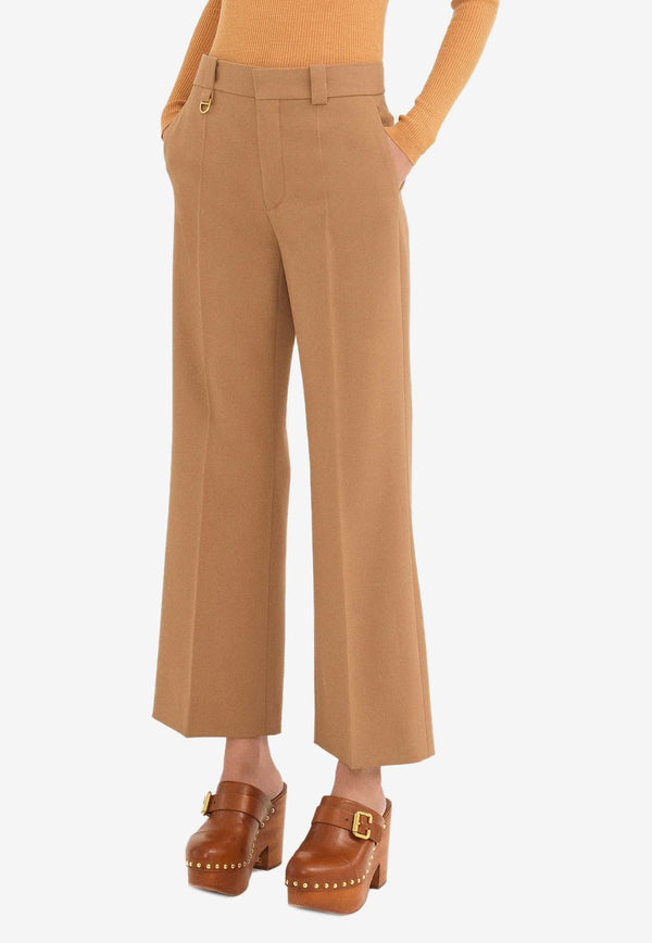 Chloé Cropped Tailored Pants CHC24APA39063205 Coconut Brown