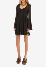 Chloé Flared Mini Dress in Silk Georgette CHC24ARO23003001 Black