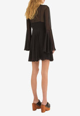 Chloé Flared Mini Dress in Silk Georgette CHC24ARO23003001 Black