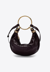 Chloé Small Bracelet Hobo Bag in Glossy Leather Burgundy CHC24AS611N72/P_CHLOE-55P