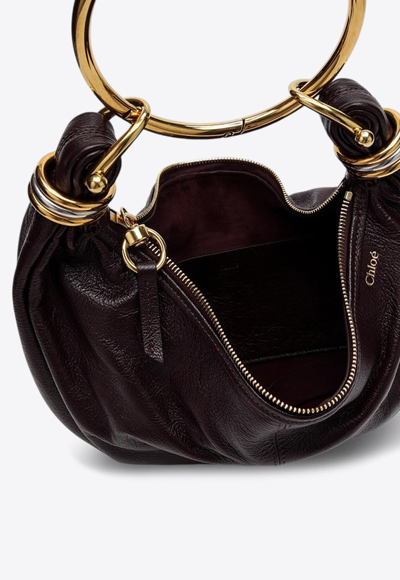 Chloé Small Bracelet Hobo Bag in Glossy Leather Burgundy CHC24AS611N72/P_CHLOE-55P