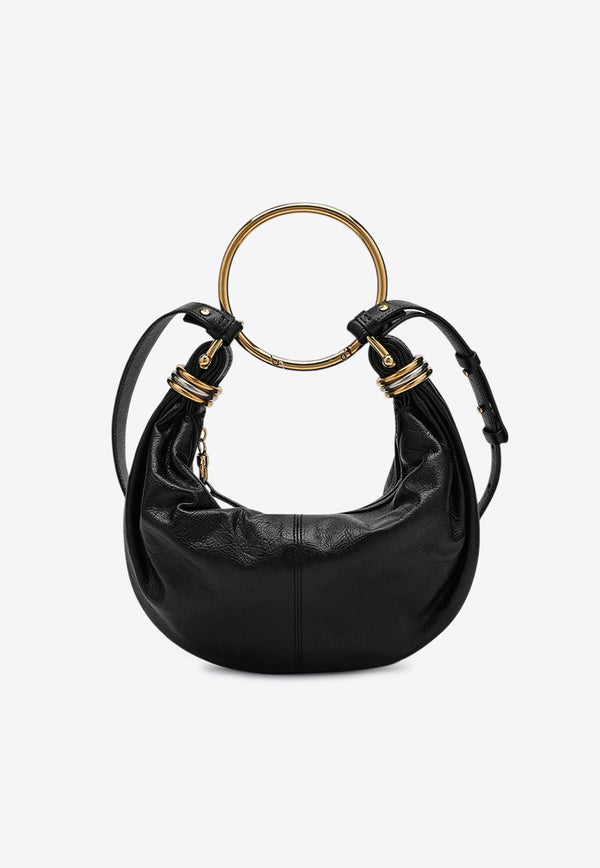 Chloé Small Bracelet Glossy Leather Hobo Bag Black CHC24AS611N72/R_CHLOE-001