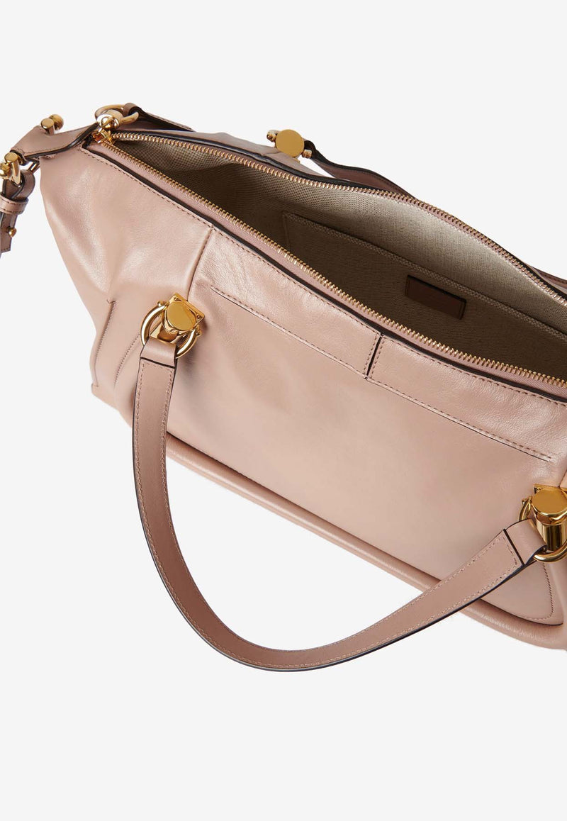 Chloé Paraty 24 Duffle Bag in Shiny Leather CHC24AS750N8228V Deep Beige