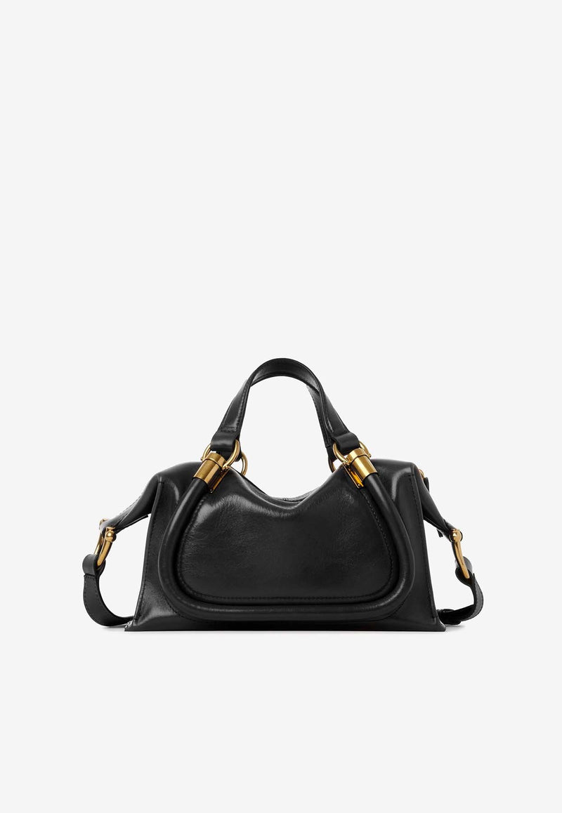 Chloé Small Paraty 24 Top Handle Bag in Shiny Leather CHC24AS751N82001 Black