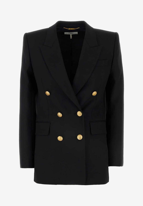 Chloé Double-Breasted Wool Blazer CHC24AVE01061001 Black