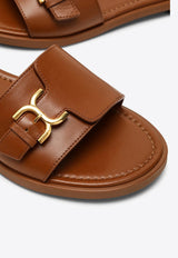 Chloé Marcie Calf Leather Flat Sandals Brown CHC24S00UH3/O_CHLOE-242